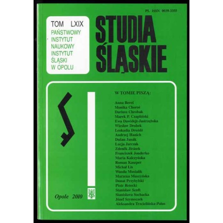 Studia Śląskie. T.69 (2010): Śląsk Opolski w dobie transformacji od 1989 roku