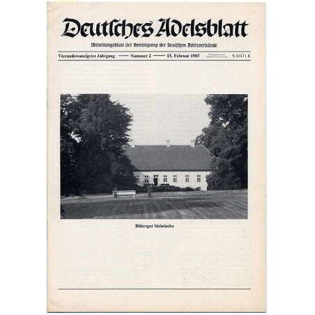 Deutsches Adelsblatt. 24. Jahrgang (1985). Nr 2 (15 II 1985) [Rittergut Steinlacke]