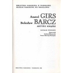 Anatol Girs Bolesław Barcz artyści książki. Katalog wystawy