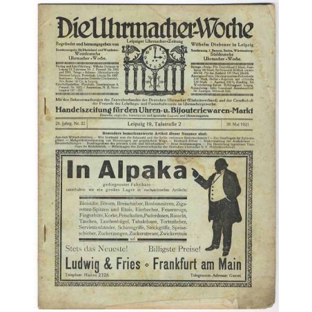 Die Uhrmacher-Woche. Leipziger Uhrmacher-Zeitung. 28. Jahrgang (1921. Nr 22 (28.05.1921)