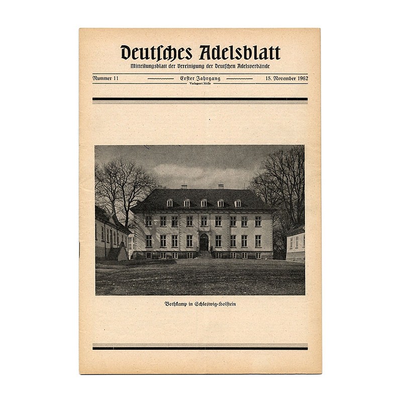 Deutsches Adelsblatt. 1. Jahrgang (1962). Nr 11 (15 XI 1962) [Bothkamp in Schleswig-Holstein]
