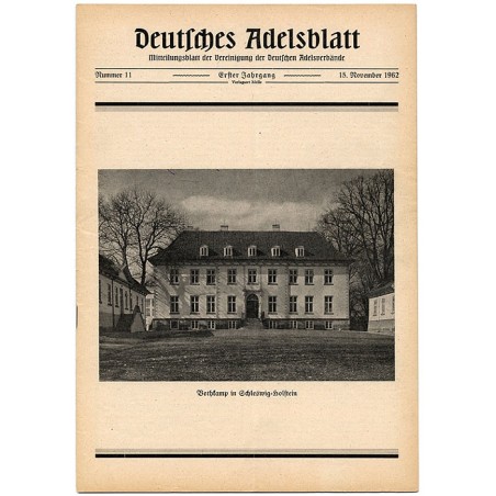 Deutsches Adelsblatt. 1. Jahrgang (1962). Nr 11 (15 XI 1962) [Bothkamp in Schleswig-Holstein]