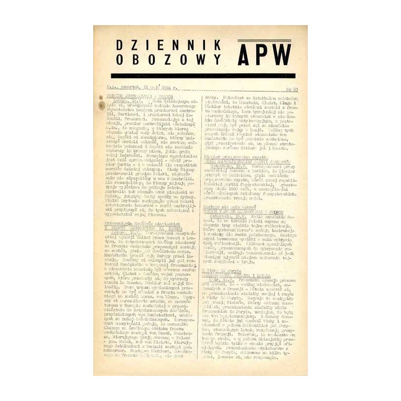 Dziennik Obozowy APW. 1944. Nr 83 (11 maja 1944)