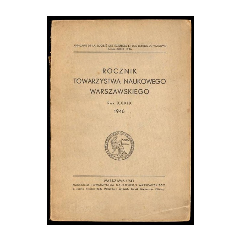 Rocznik Towarzystwa Naukowego Warszawskiego. R.39 (1946)