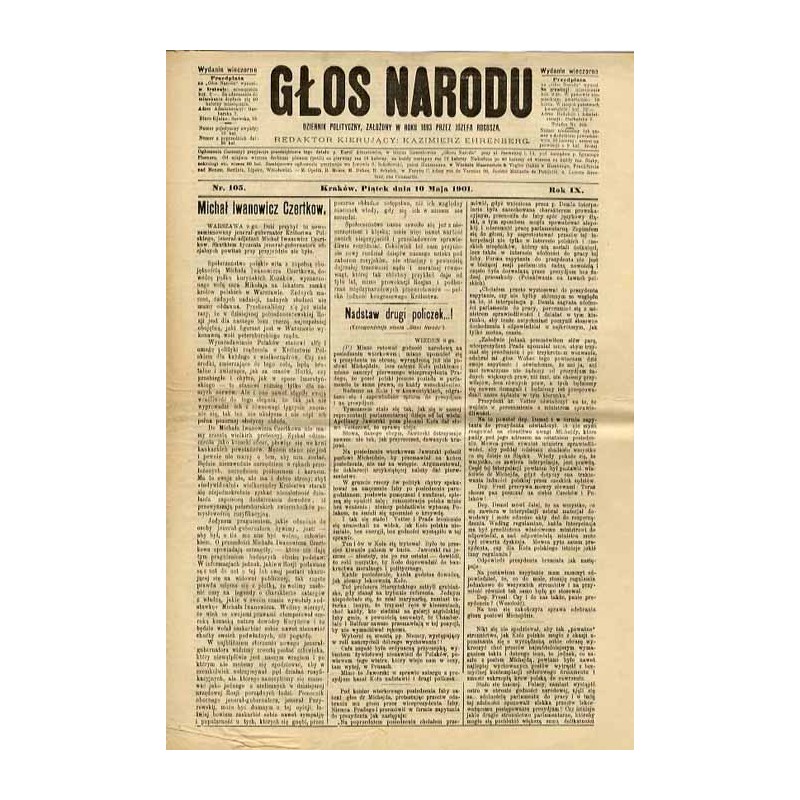 Głos Narodu. R.9 (1901). Nr 105 (10 maja 1901). Wydanie wieczorne