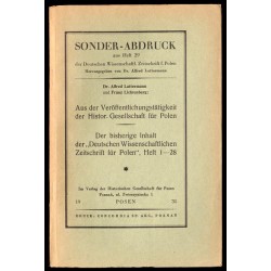 Aus der Veröffentlichungstätigkeit der Historischen Gesellschaft für Polen. Der bisherige Inhalt der "Deutschen Wissenschaftlich