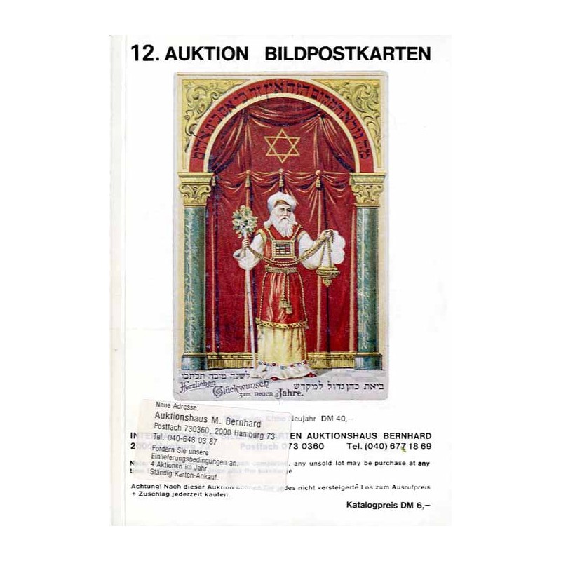 [Martin Bernhard] 12. Auktion Bildpostkarten. Photographica und Randgebiete der Philatelie im Gewerkschaftshaus, 2000 Hamburg 1.
