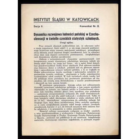 Dynamika rozwoju ludności polskiej w Czechosłowacji w świetle czeskich statystyk szkolnych