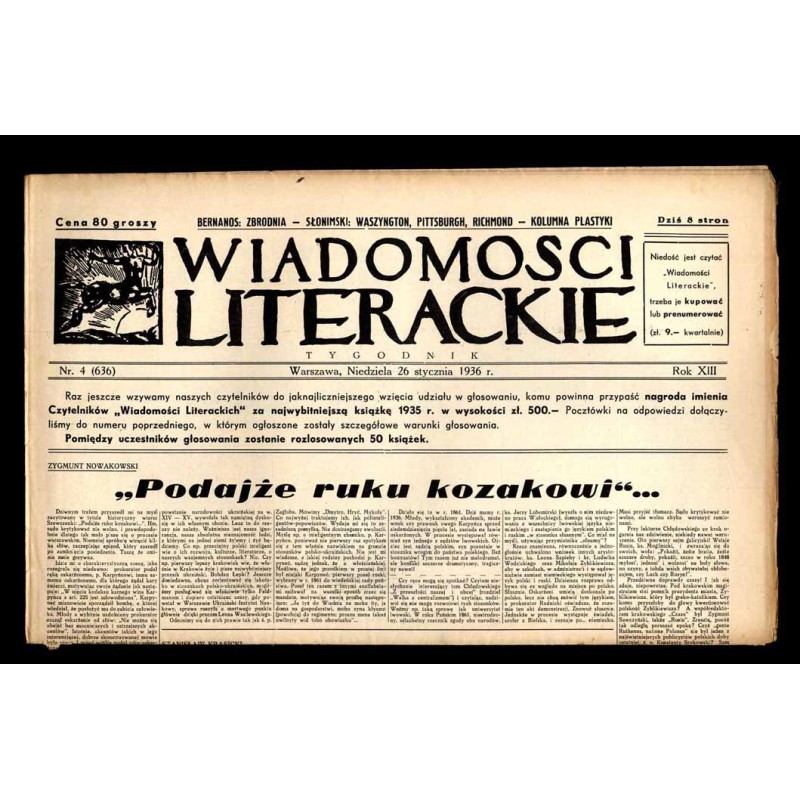 Wiadomości Literackie. Tygodnik. R.13 (1936). Nr 4 (636) (26 stycznia 1936)