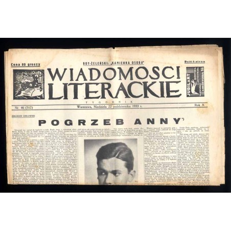 Wiadomości Literackie. Tygodnik. R.10 (1933). Nr 46 (517) (22 października 1933)