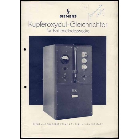 Siemens. Kupferoxydul-Gleichrichter für Batterieladezwecke