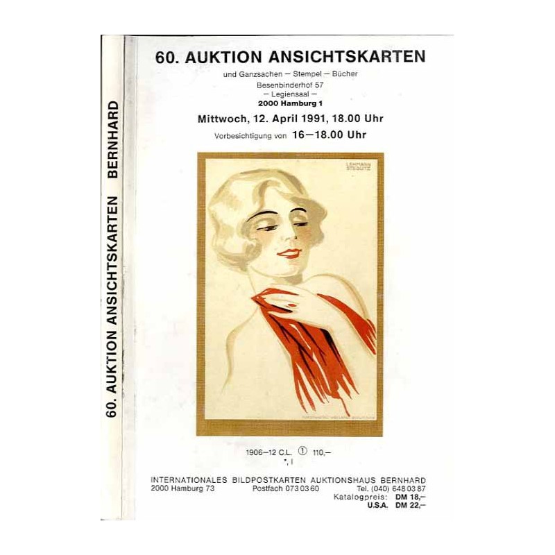 [Martin Bernhard] 60. Auktion Ansichtskarten und Ganzsachen - Stempel - Bücher. Besenbinderhof 57, Legiensaal, 2000 Hamburg 1. M