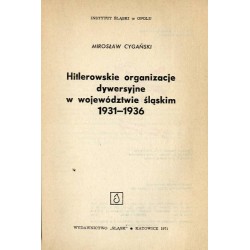 Hitlerowskie organizacje dywersyjne w województwie śląskim 1931-1936