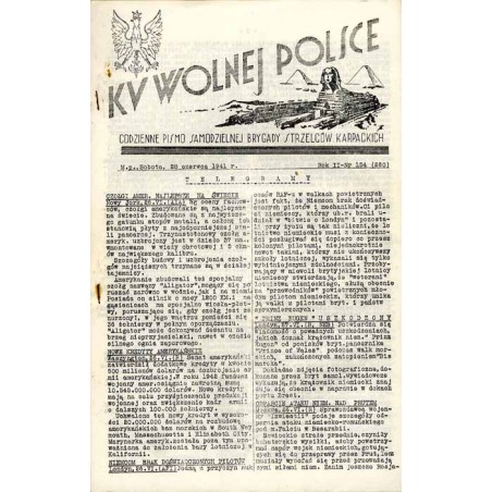 Ku Wolnej Polsce. Codzienne pismo Brygady Strzelców Karpackich. R.2 (1941). Nr 154 (260) (28 czerwca 1941)
