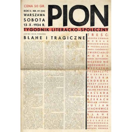 Pion. Tygodnik literacko-społeczny. R.2 (1934). Nr 41 (54) (13 października 1934)