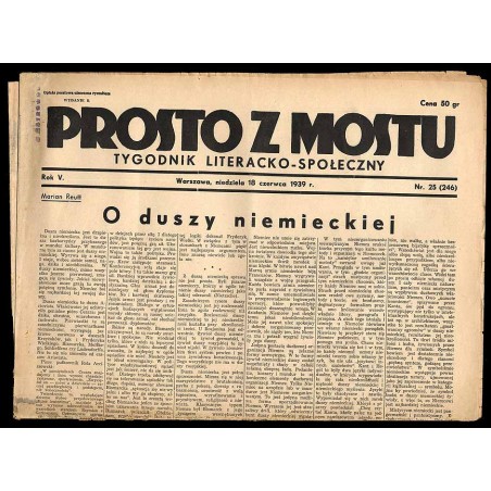 Prosto z Mostu. Tygodnik literacko-artystyczny. R.5 (1939). Nr 25 (246) (18 czerwca 1939)
