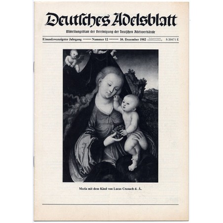 Deutsches Adelsblatt. 21. Jahrgang (1982). Nr 12 (10 XII 1982) [Maria mit dem Kind von Lucas Cranach d.Ä.]