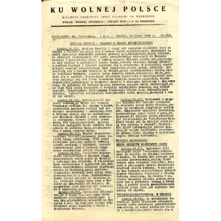 Ku Wolnej Polsce. Biuletyn codzienny Armii Polskiej na Wschodzie. (1943). Nr 312 (24 lipca 1943)