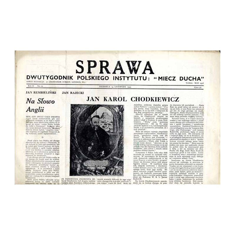 Sprawa. Dwutygodnik Polskiego Instytutu: "Miecz Ducha"  The Common Cause. Fortnightly of the Polish Section of the "Sword of th