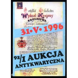 [Katalog aukcyjny Antykwariat Naukowy ul. Floriańska 15] 92/1 Aukcja Antykwaryczna. 31.05.1996