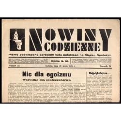 Nowiny Codzienne. Pismo poświęcone sprawom ludu polskiego na Śląsku Opolskim. R.24 (1934). Nr 117 (26 maja 1934)