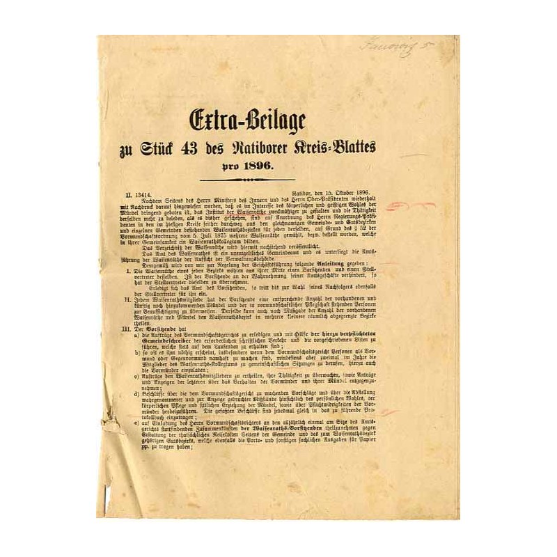 [Ratiborer Kreisblatt 189] Extra-Beilage zu Stück 43 des Ratiborer Kreis-Blattes pro 1896