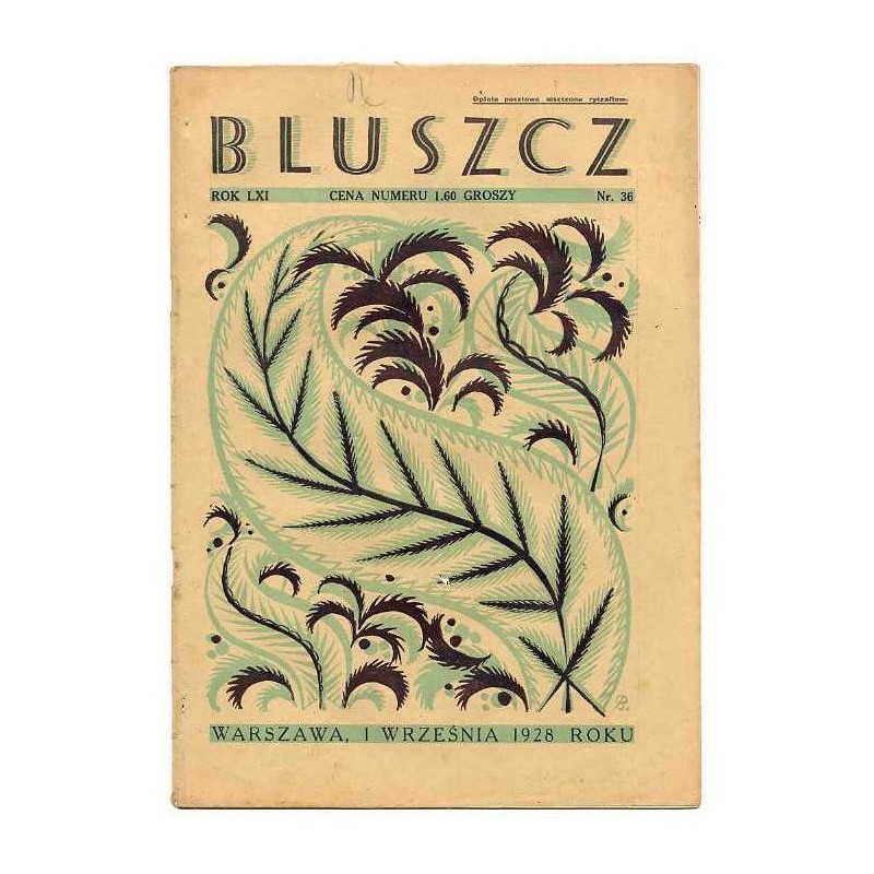 Bluszcz. Społeczno-literacki ilustrowany tygodnik kobiecy. R.61 (1928). Nr 36 (1 września 1928)