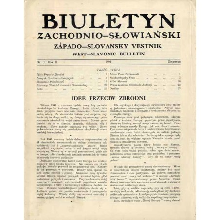 Biuletyn Zachodnio-Słowiański  Západo-Slovansky Vestnik  West-Slavonic Bulletin. R.2 (1941). Nr 3