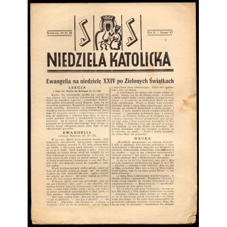 Niedziela Katolicka. R.6 (20 XI 1938) nr 47