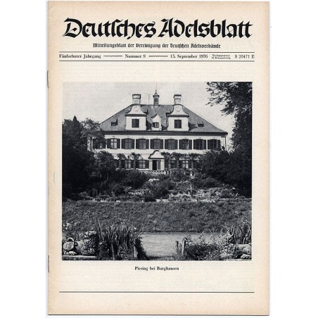 Deutsches Adelsblatt. 15. Jahrgang (1976). Nr 9 (15 IX 1976) [Piesing bei Burghausen a.d. Salzach, Oberbayern]