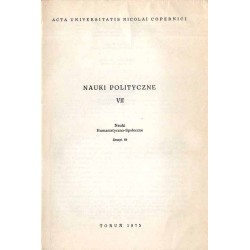 Acta Universitatis Nicolai Copernici. Nauki Humanistyczno-Społeczne. Nauki Polityczne. Zeszyt 7 (1975). (Seria główna). Zeszyt 6