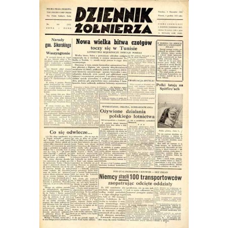 Dziennik Żołnierza. [...] Pismo żołnierzy I. Korpusu Panc.-Motorowego. R.3 (1942). Nr 184 (717) (8 grudnia 1942)