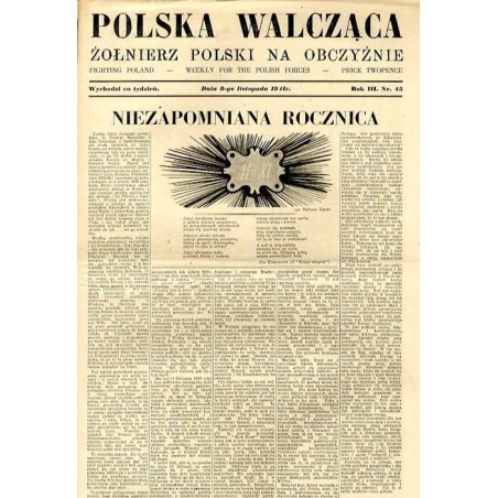 Polska Walcząca - Żołnierz polski na obczyźnie. Fighting Poland. Weekly for the Polish Forces. R.3 (1941). Nr 45 (8 listopada 19