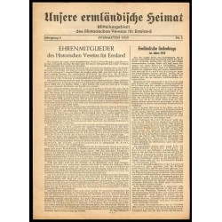 Unsere Ermländische Heimat. Mitteilungsblatt des Historischen Vereins für Ermland. 5. Jahrgang (1959). Nr. 1 2 3 (komplet)