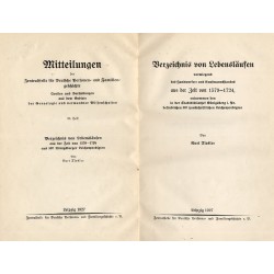 Verzeichnis von Lebensläufen vorwiegend des Handwerker- und Kaufmannsstandes aus der Zeit von 1579-1724, entnommen den in der St