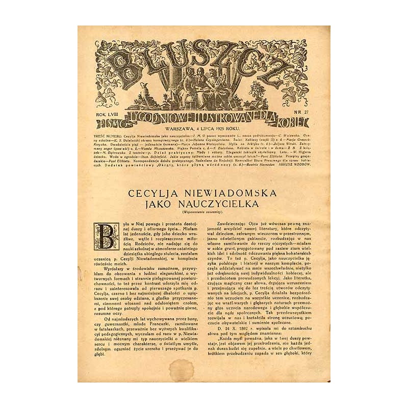Bluszcz. Pismo tygodniowe illustrowane dla kobiet. R.58 (1925). Nr 27-52 (VII-XII 1925)