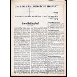 Unsere Ermländische Heimat. Mitteilungsblatt des Historischen Vereins für Ermland. 23. Jahrgang (1977). Nr. 1 2/3 4 (komplet)