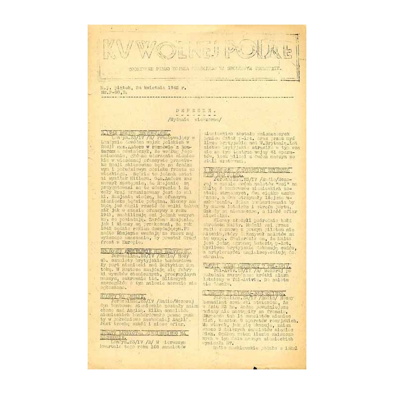 Ku Wolnej Polsce. Tygodnik Wojska Polskiego na Środkowym Wschodzie. Codzienne pismo Wojska Polskiego na Środkowym Wschodzie. 194