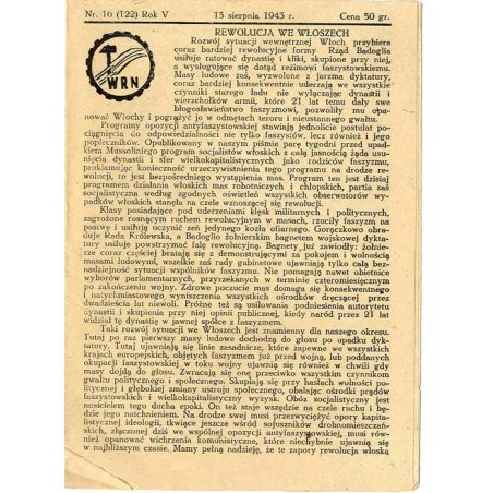 WRN [Wolność Równość Niepodległość]. R. 5 (1943). Nr 16 (122) (13 sierpnia 1943)