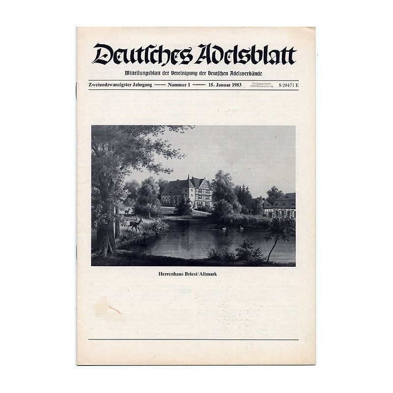 Deutsches Adelsblatt. 22. Jahrgang (1983). Nr 1 (15 I 1983) [Herrenhaus Briest / Altmark]