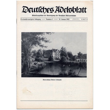 Deutsches Adelsblatt. 22. Jahrgang (1983). Nr 1 (15 I 1983) [Herrenhaus Briest / Altmark]
