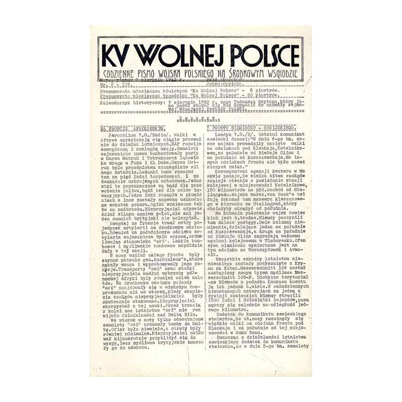 Ku Wolnej Polsce. Tygodnik Wojska Polskiego na Środkowym Wschodzie. Codzienne pismo Wojska Polskiego na Środkowym Wschodzie. 194