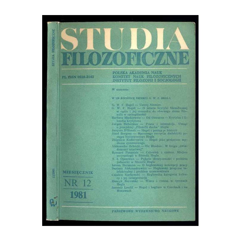 Studia Filozoficzne. Miesięcznik. 1981. Nr 12 (193)