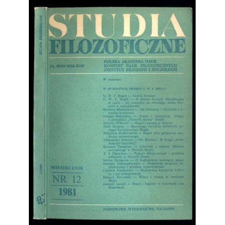 Studia Filozoficzne. Miesięcznik. 1981. Nr 12 (193)