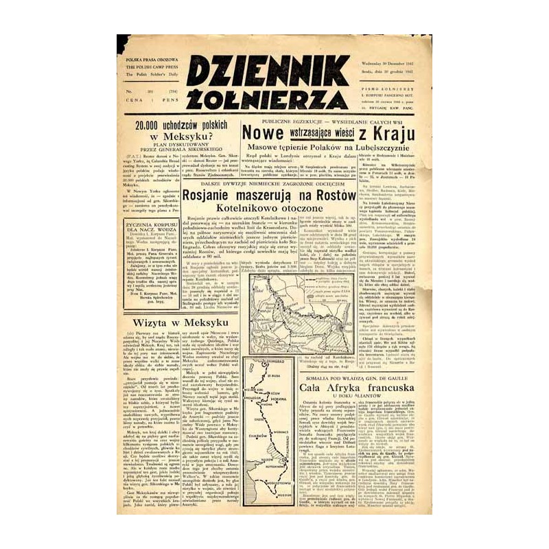 Dziennik Żołnierza. [...] Pismo żołnierzy I. Korpusu Panc.-Motorowego. R.3 (1942). Nr 201 (734) (30 grudnia 1942)