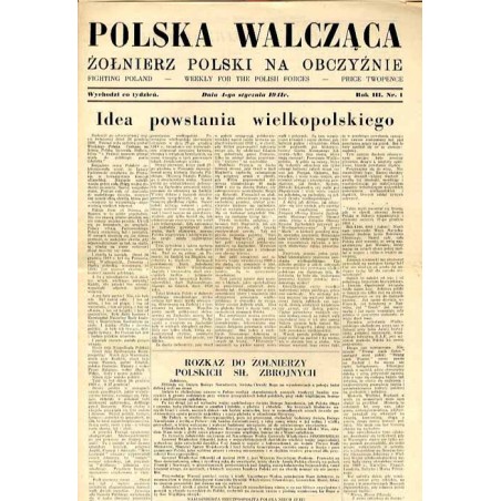 Polska Walcząca - Żołnierz polski na obczyźnie. Fighting Poland. Weekly for the Polish Forces. R.3 (1941). Nr 1 (4 stycznia 1941