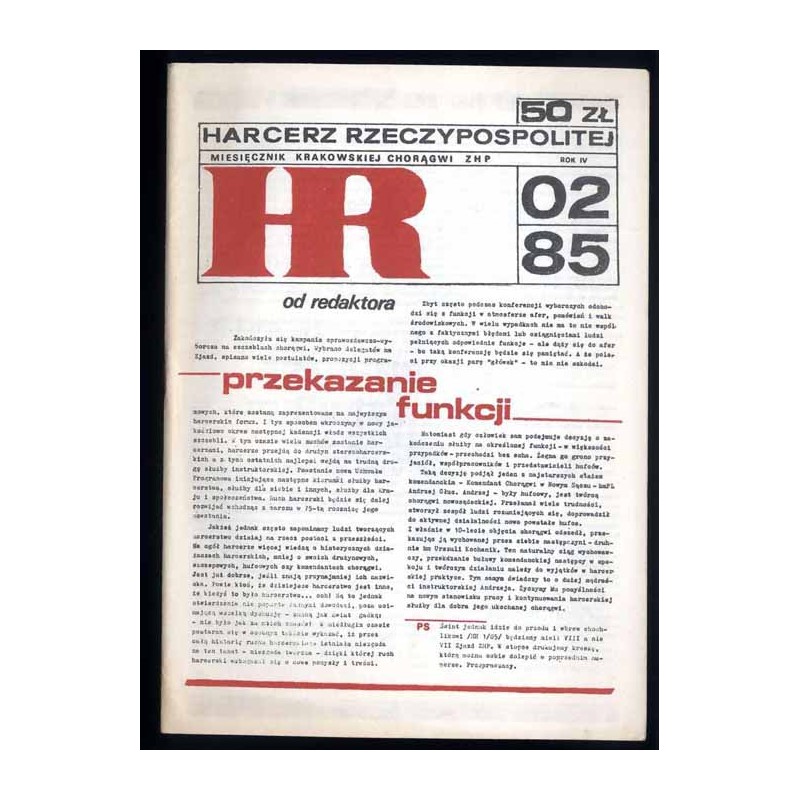 Harcerz Rzeczypospolitej. Miesięcznik Krakowskiej Chorągwi ZHP. R.4 (1985). Nr 2
