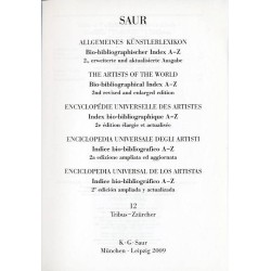 Saur Allgemeines Künstlerlexikon. Bio-bibliographischer Index A-Z. The artists of the world. Bio-bibliographical index A-Z. Ency
