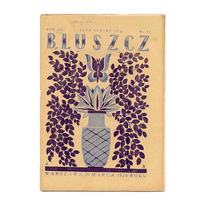 Bluszcz. Pismo tygodniowe ilustrowane dla kobiet. R.59 (1926). Nr 12 (20 marca 1926)