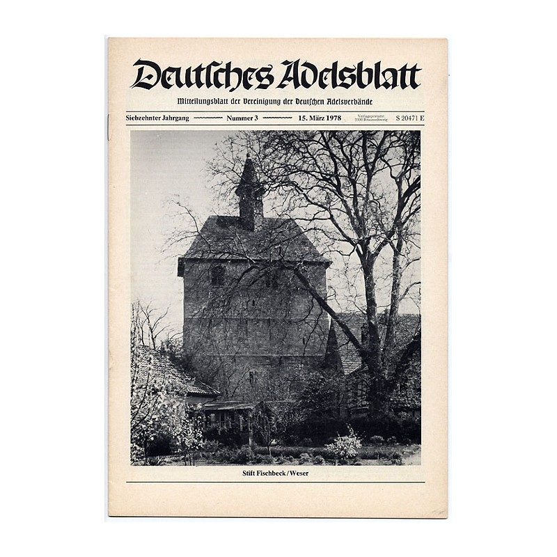 Deutsches Adelsblatt. 17. Jahrgang (1978). Nr 3 (15 III 1978) [Stift Fischbeck / Weser]